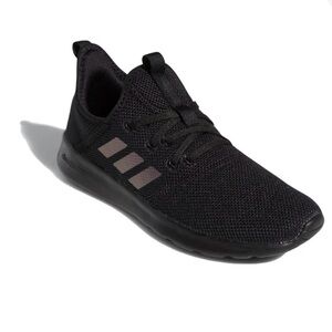 Adidas women’s cloud foam pure black slip-on athletic shoes, size 8. EUC.